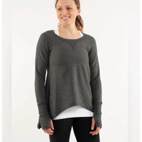 Lululemon Tea Lounge Charcoal Gray Long Sleeve Pullover Size 6 - Picture 1 of 7